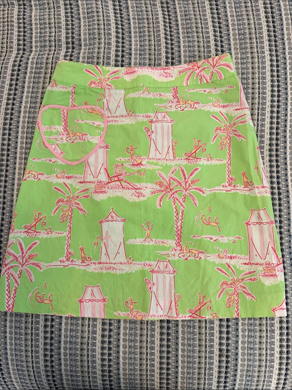 Lilly Pulitzer Lime Green and Pink Tropical Beach Print Skirt Vintage EUC